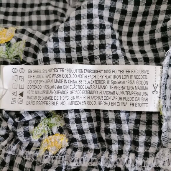 Forever 21 Womens Black White Gingham Off-Shoulder Embroidered Crop Top Size 2X - Picture 7 of 8